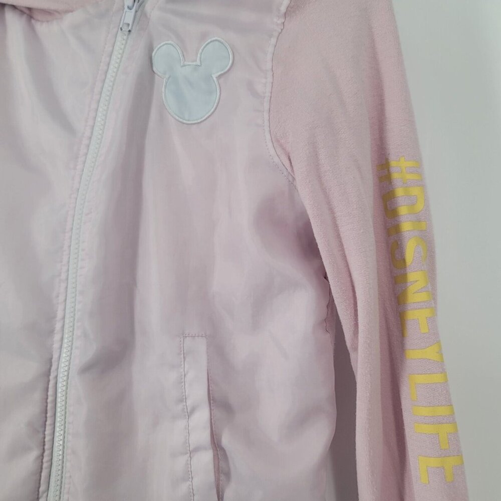 Walt Disney World Girls Youth Satin Pink Zip Up Sweatshirt Size Large - Picture 2 of 5